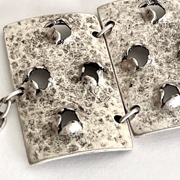 Vintage Artisan Handmade Hammered Silver Metal Cuff Bracelet - Picture 11 of 17